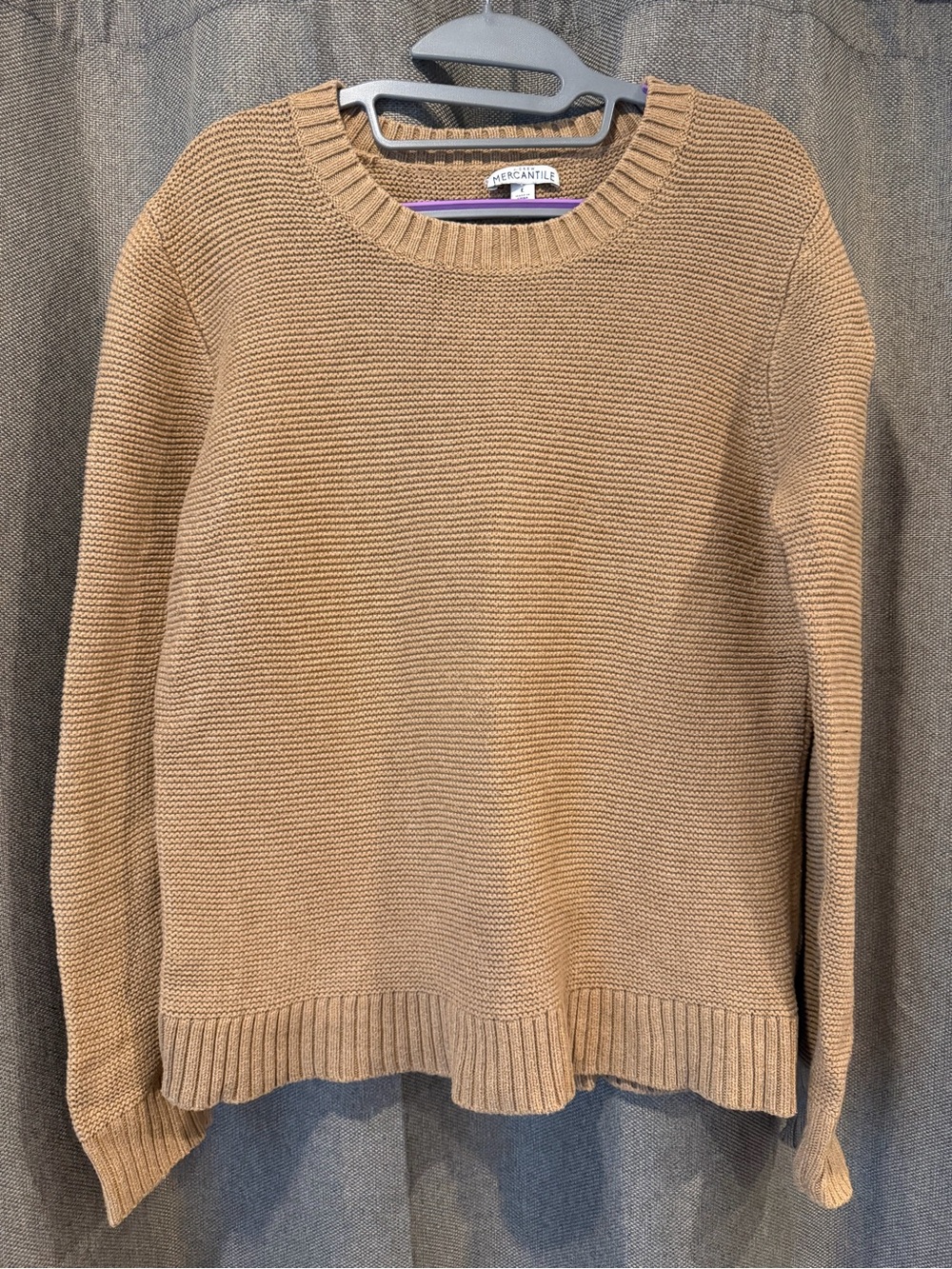 J. Crew Camel Crewneck Cotton Sweater